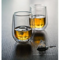 Tasse à l&#39;eau en verre à whisky à double mur fait main pour grossiste